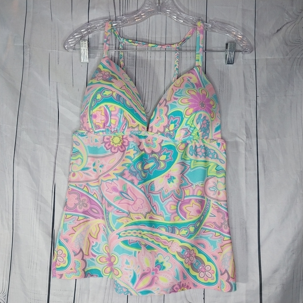 Red Camel Colorful Paisley Tankini Size L
